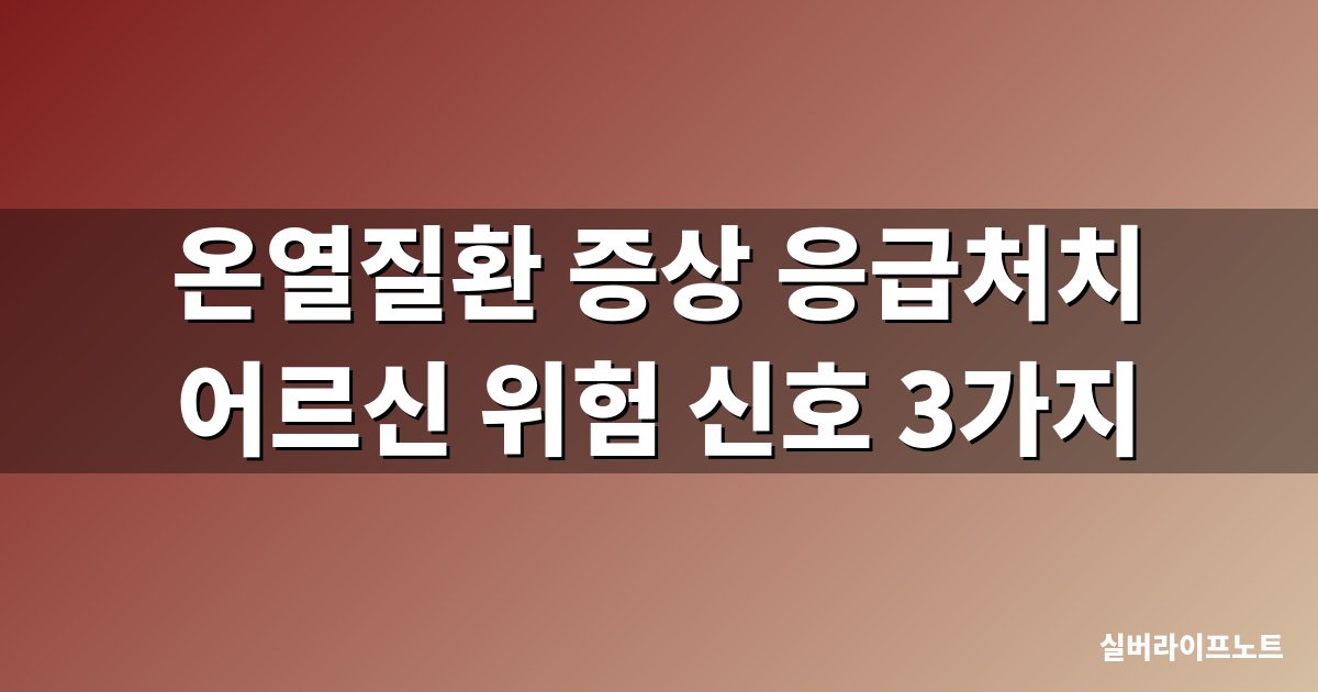 온열질환 증상과 응급처치, 어르신 위험 신호 3가지를 안내하는 대표 이미지