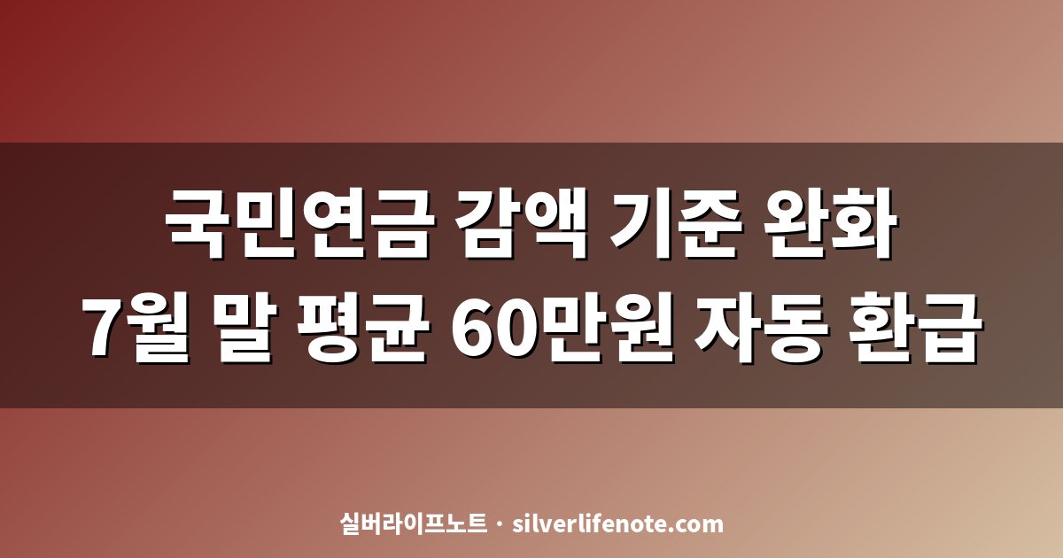 국민연금 감액 기준 완화와 자동 환급 안내 대표 이미지