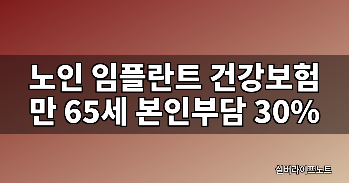 노인 임플란트 건강보험 적용, 만 65세 본인부담 30%와 평생 2개 혜택을 안내하는 대표 이미지