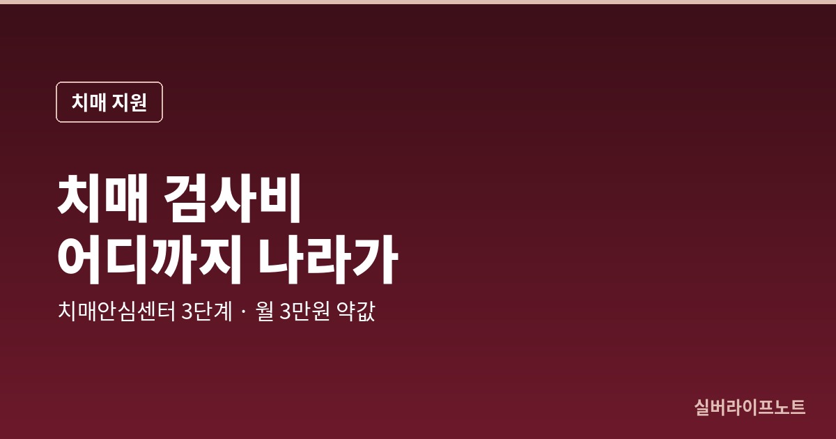 치매 검사비, 어디까지 나라가 내주나 — 치매안심센터 3단계와 월 3만원 약값 지원